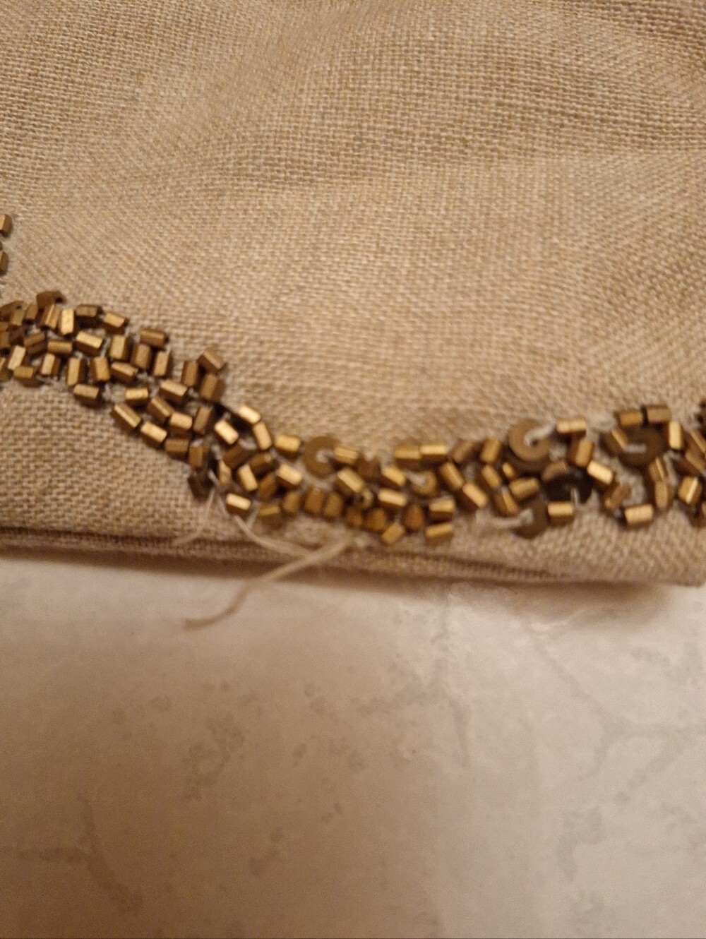 Pottery Barn Beaded Trellis Decorative Pillow Cover in Beige/Tan and Bronze - Picture 4 of 9